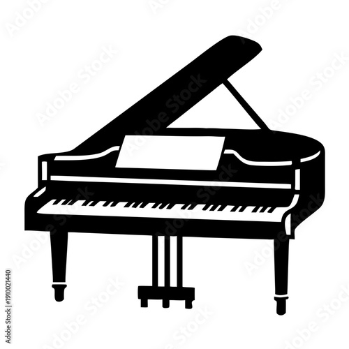 stage piano silhouette icon illustration for electronic keyboard and live music performance design