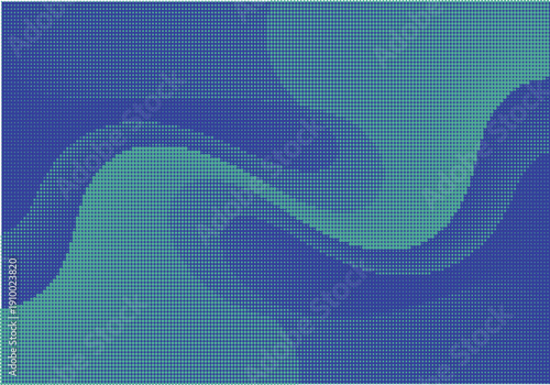 Abstract Halftone Pattern of Swirling Blue and Teal Tones