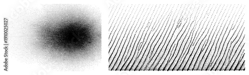 Vector graphic featuring halftone dot gradients and diagonal, minimalist abstract art, digital illustration, graphic design element, composition.