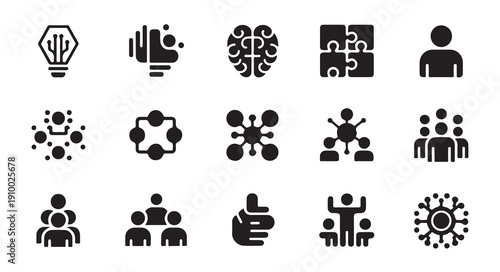 Business team collaboration icons representing networking leadership and social connectivity