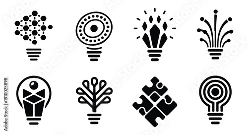 Abstract bulb icons for creative innovation concept and technological business development