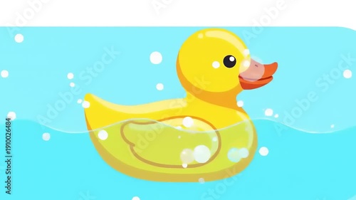 Yellow Rubber Duck Floating in Water.