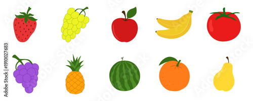 Assorted Fresh Fruit Vector Icons