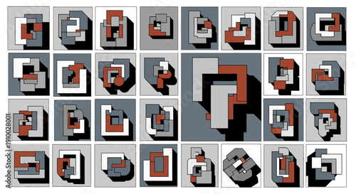 Abstract Geometric Shapes Composition