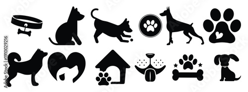  love dog icon vector set pet illustration sign collection 