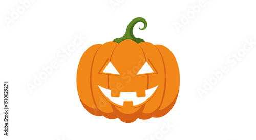 Vibrantly orange carved pumpkin illustration, a classic symbol of autumn festivities and spooky Halloween celebrations, perfect for seasonal designs