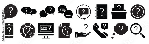 question related icon vector set faq illustration sign