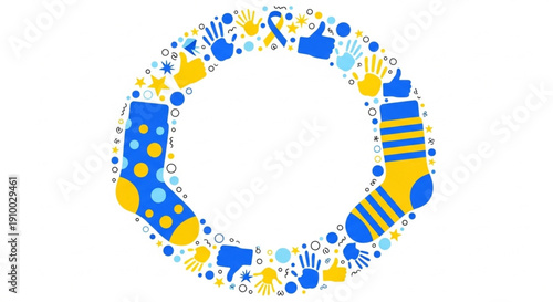 World Down Syndrome Day, supportive hands, and awareness ribbons, promoting global unity and advocacy for Down Syndrome awareness