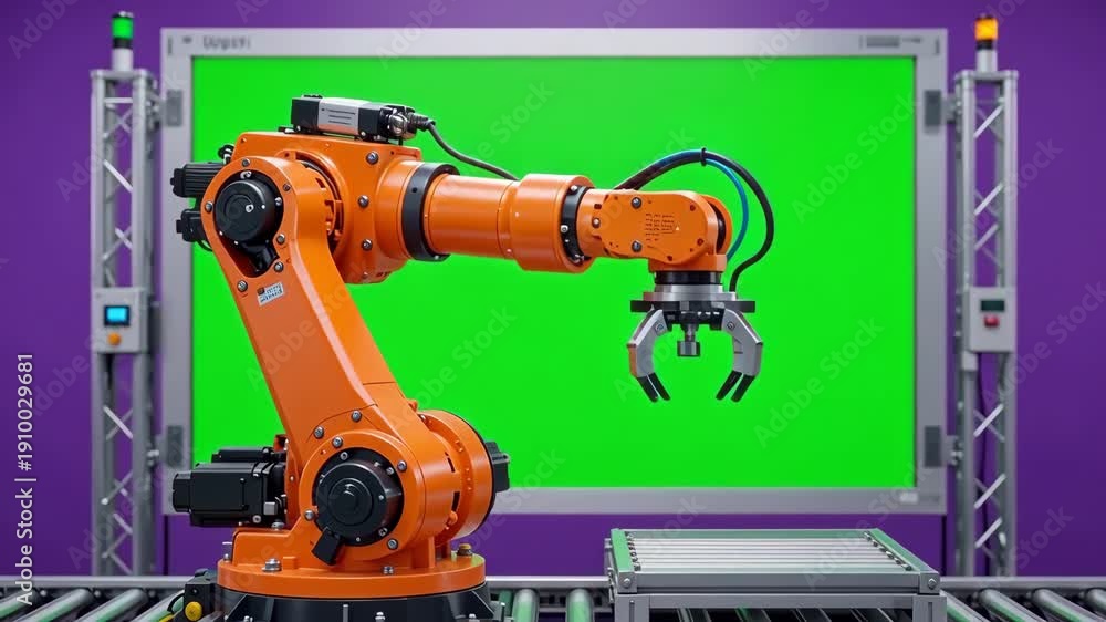 custom made wallpaper toronto digitalAutomated Industrial Robotic Arm Picking Up Cube with Green Screen