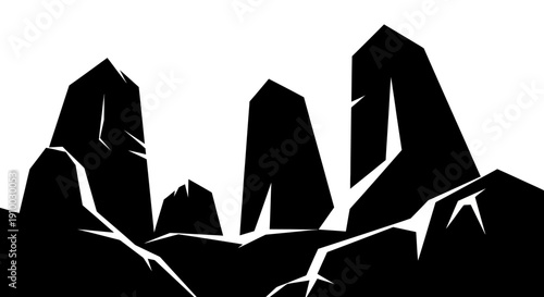 Abstract Mountain Peaks Silhouette Landscape Illustration