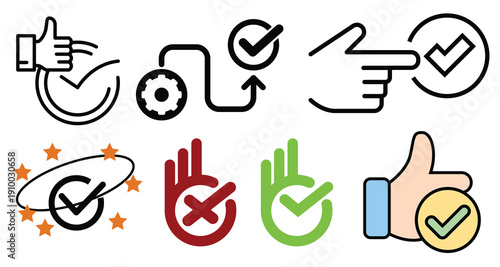 Hand gestures approval disapproval feedback vector illustration flat design