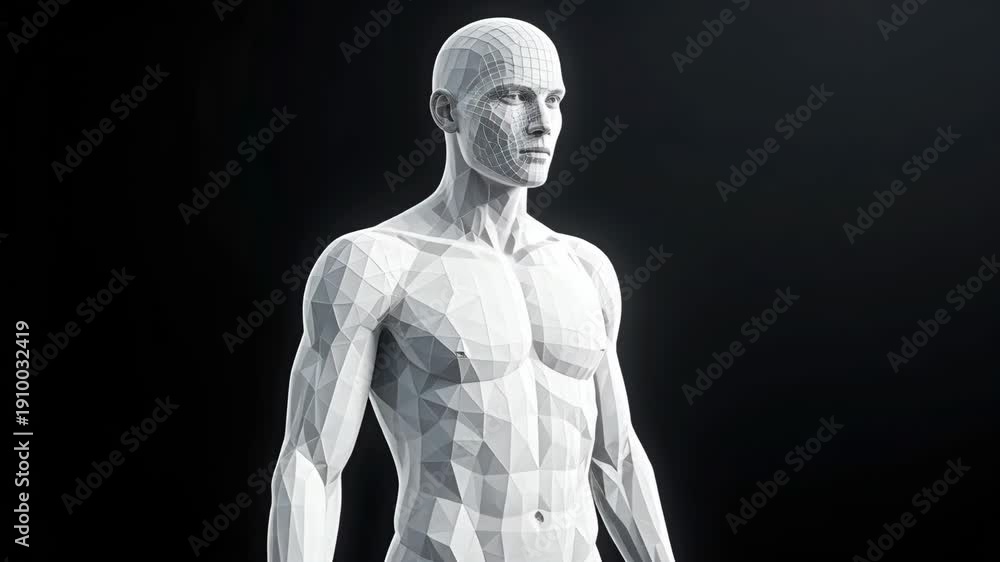 custom made wallpaper toronto digital3D Human Body Model Transitioning from Wireframe to Solid Low-Poly