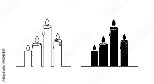 Candlelight Glow: Minimalist Vector Candle Line Art