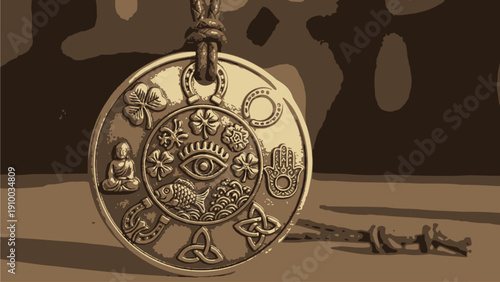 Mysterious Ancient Coin Pendant with Symbols