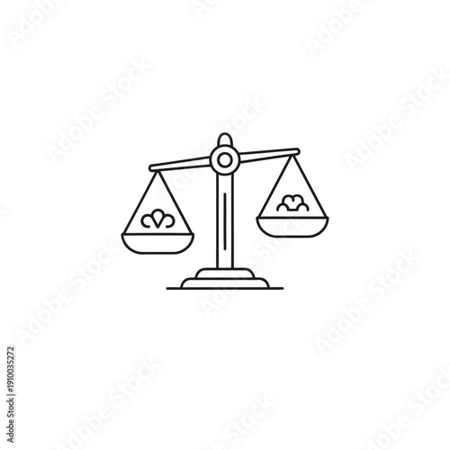 A balanced scale with two identical weights on each side, symbolizing equality and balance.