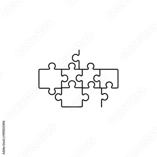 A collection of seven puzzle pieces in a symmetrical arrangement.