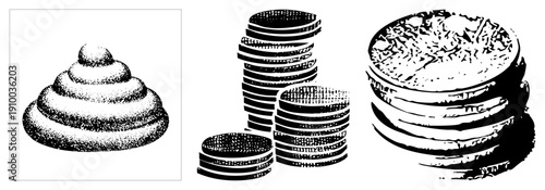 Breakfast stack of pancakes with syrup drizzle, whipped cream topping, and berry garnish, served on plate, morning meal, brunch.