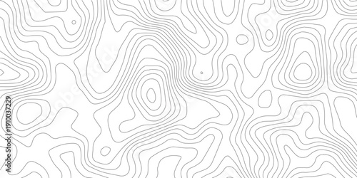 	
Geography landscape Topo contour map on white background, Topographic contour lines. Seamless pattern with lines Topographic map. Geographic mountain relief diagram line wave carve pattern.