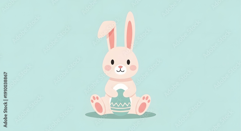 Fototapeta premium Cute Easter bunny with a decorated egg