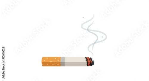 Smoking cigarette with smoke rising nicotine addiction symbol