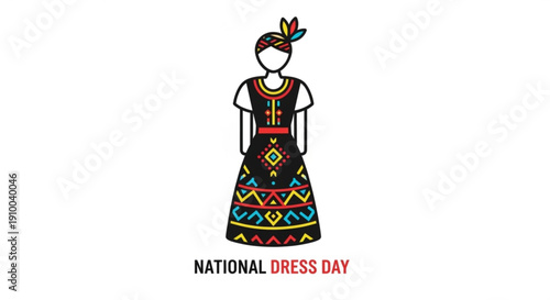 Woman wearing traditional cultural dress on national dress day celebration