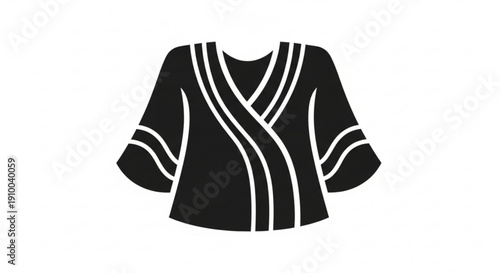 Black blouse with white stripes and v neck design