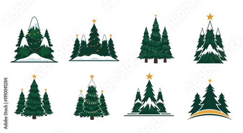 Christmas Tree Set: Festive Holiday Vector Designs