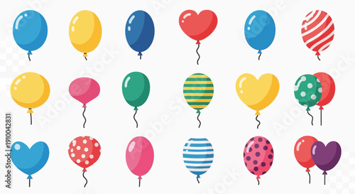 Colorful Balloons Vector Illustration Set