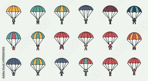 Colorful Parachutes Pattern, Skydiving Adventure Concept