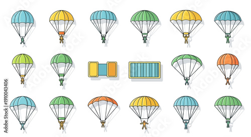 Colorful Parachutes Seamless Pattern Vector Illustration