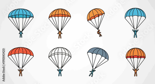 Colorful Parachutists Vector Illustration