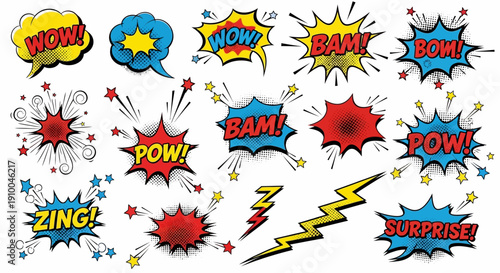 Comic Speech Bubbles with Sound Effects Set