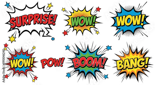 Comic Speech Bubbles with Sound Effects, Pop Art