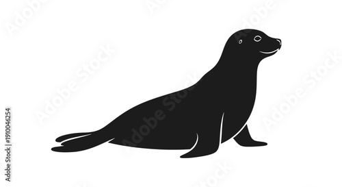 Black silhouette of a seal on a white background.