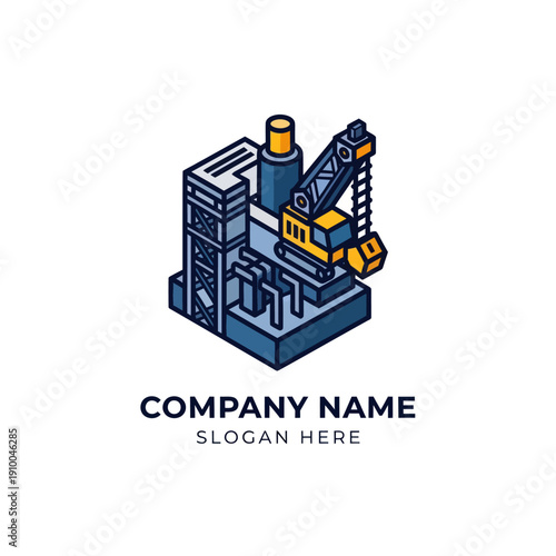 Industrial Crane Machinery Equipment Factory Illustration.