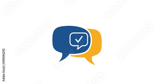 Communication Bubbles with Check Mark Icon