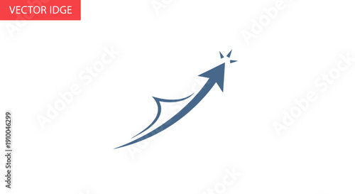 Blue arrow pointing upwards with a starburst effect.