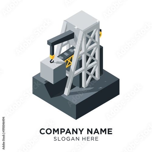 3D Rendering of Industrial Crane Machine Model.
