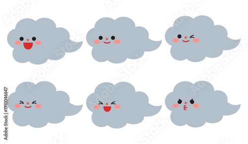 Cute Cloud Character Emotion Set
