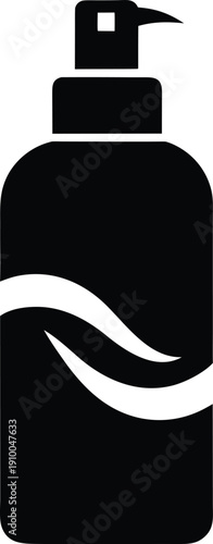 Black spray bottle with white wavy line and black spray nozzle
