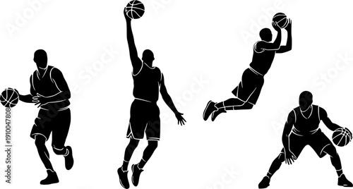 basketball players silhouettes