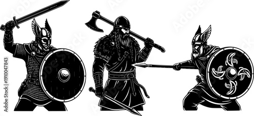 silhouette of Vikings