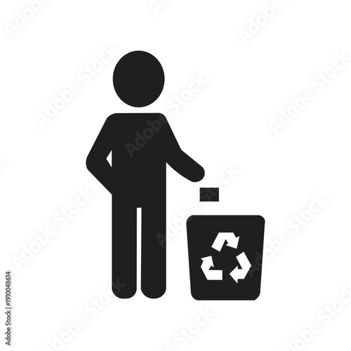 icon image of a person sitting daydreaming silhouette illustration visual symbol designed to promote environmental responsibility, cleanliness, and waste management
