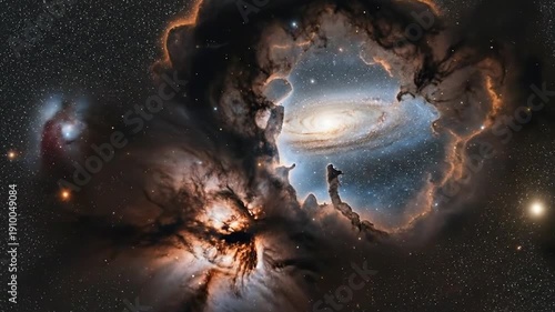 Awe-Inspiring Spiral Galaxy Surrounded by Colorful Cosmic Nebula