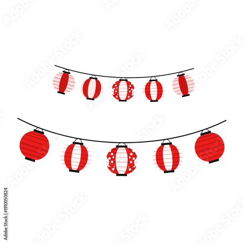 Charming traditional Japanese paper lanterns adorning festive cultural celebrations with a cheerful atmosphere