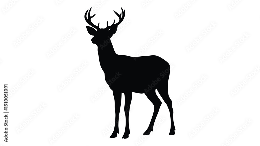 Obraz premium Majestic stag with large antlers standing in a natural setting. isolated on white background, Vector