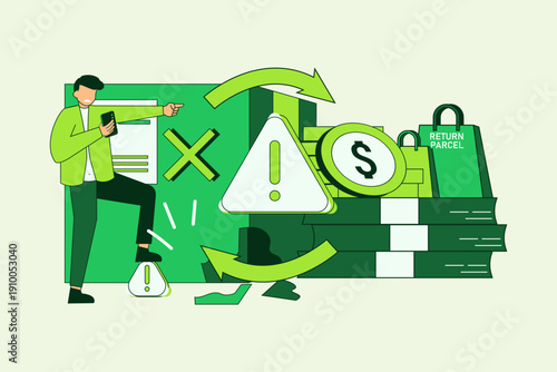 illustrating business billing and financial management in an office setting.