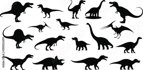 animals silhouettes set fossil illustration, jurassic artwork, triassic creature, cretaceous reptile, wildlife design, nature artwork, dinosaur artwork, reptile illustration, prehistoric creature, ext