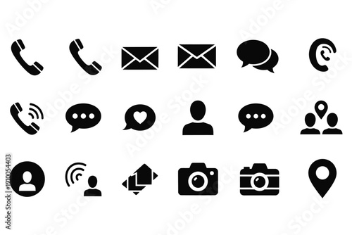Collection of social media and communication icons