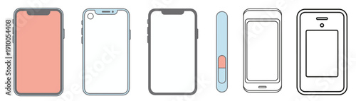 Detailed technical drawing of a smartphone with various views